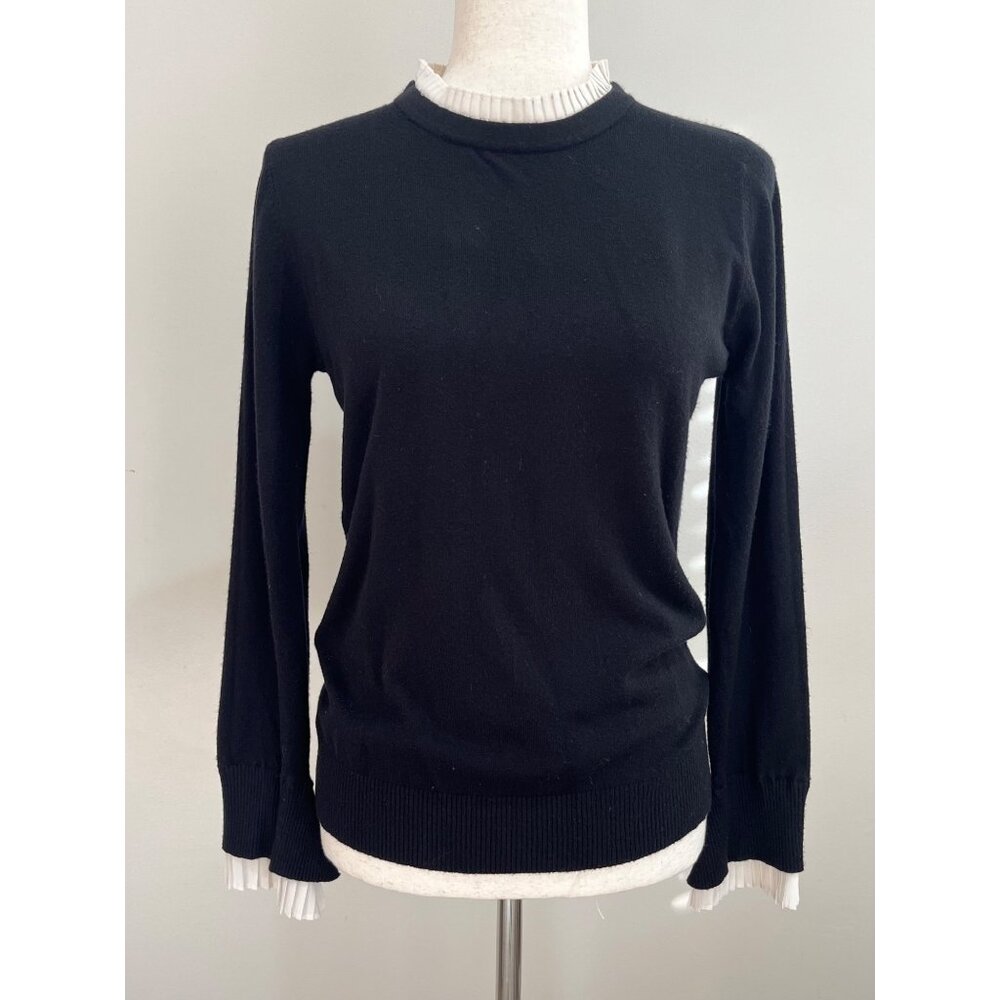 Vila Milano Sweater Womens L Black Wool Blend Layered Look Soft